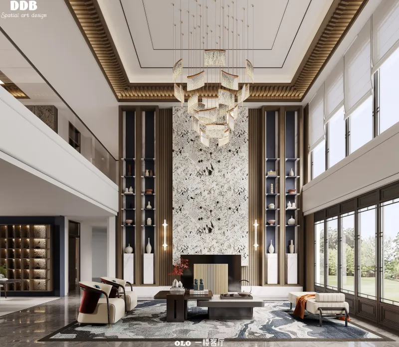 Marble-look sintered stone slab with dramatic veining
