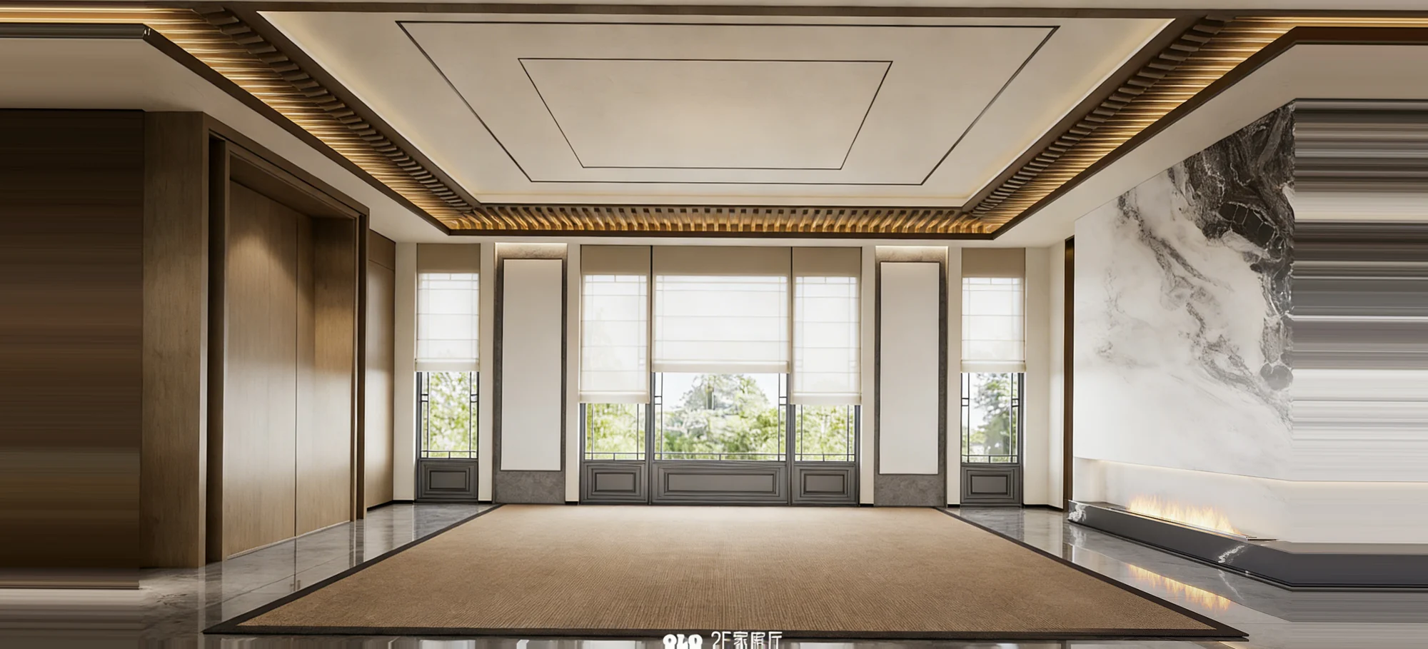 The empty architectural shell of the room before furnishing